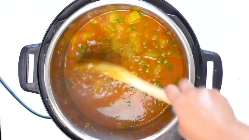 Image of the recipe cooking step-1-14 for Instant Pot Aloo Matar - Potato Peas Curry