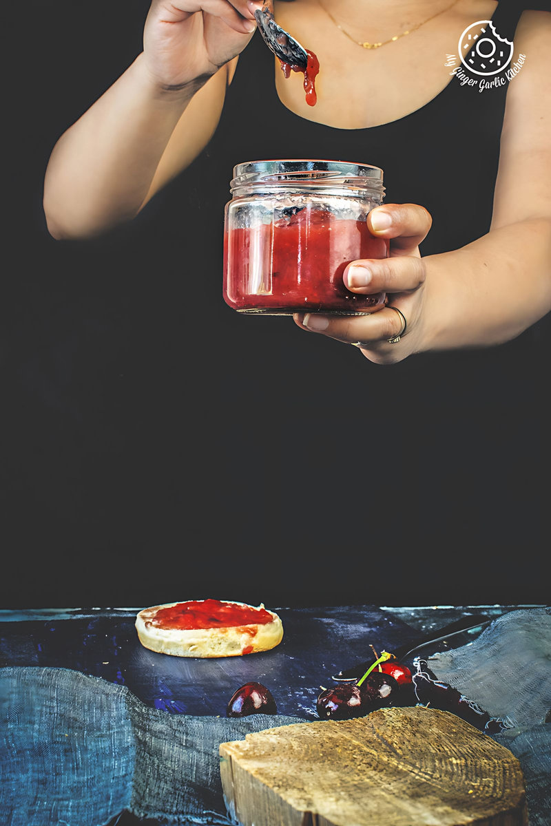 instant pot peach jam in a glass jar
