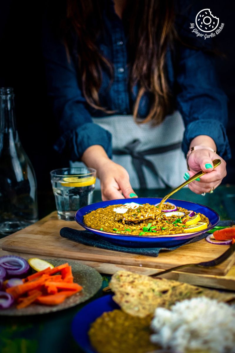 Instant Pot Whole Green Moong Dal Mung Bean Curry