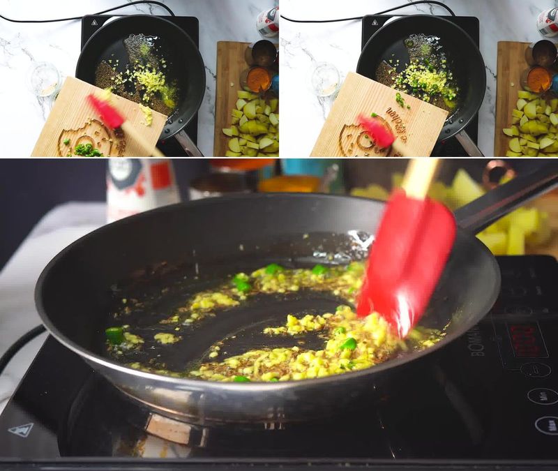 Image of the recipe cooking step-1-4 for Jeera Aloo