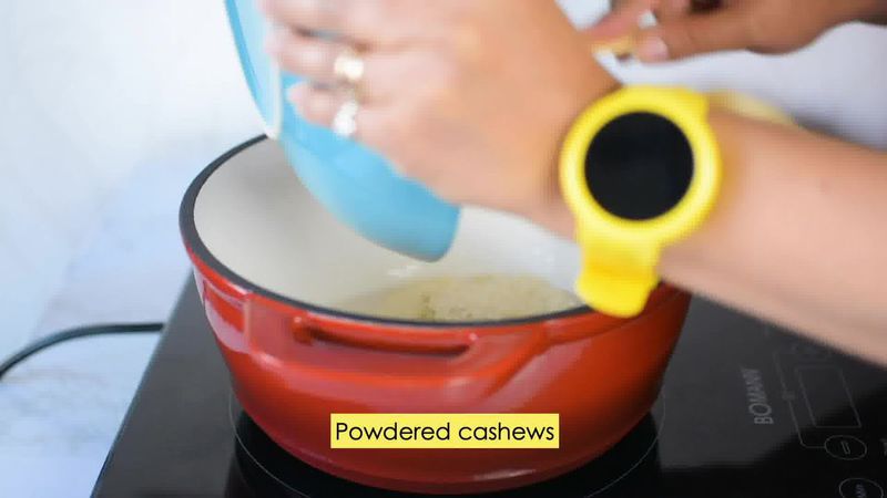 Image of the recipe cooking step-5-1 for Kaju Pista Roll Recipe - Cashew Pistachio Fudge