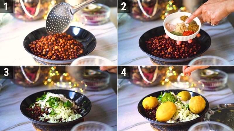 Image of the recipe cooking step-2-1 for Kala Chana Tikki Chaat