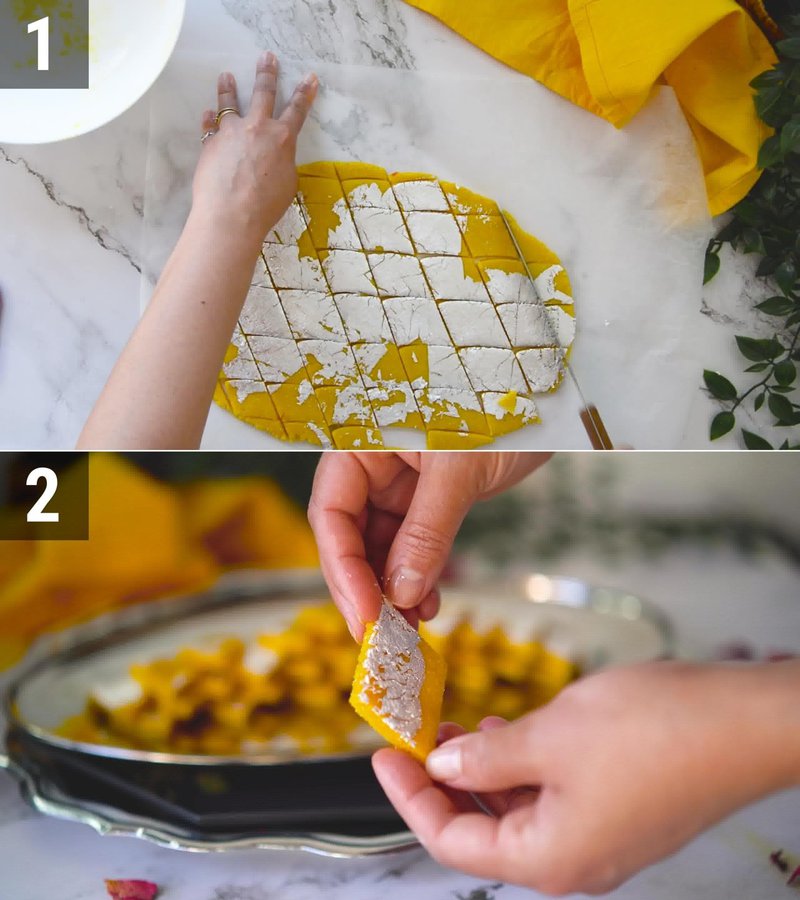 Image of the recipe cooking step-1-8 for Kesar Kaju Katli