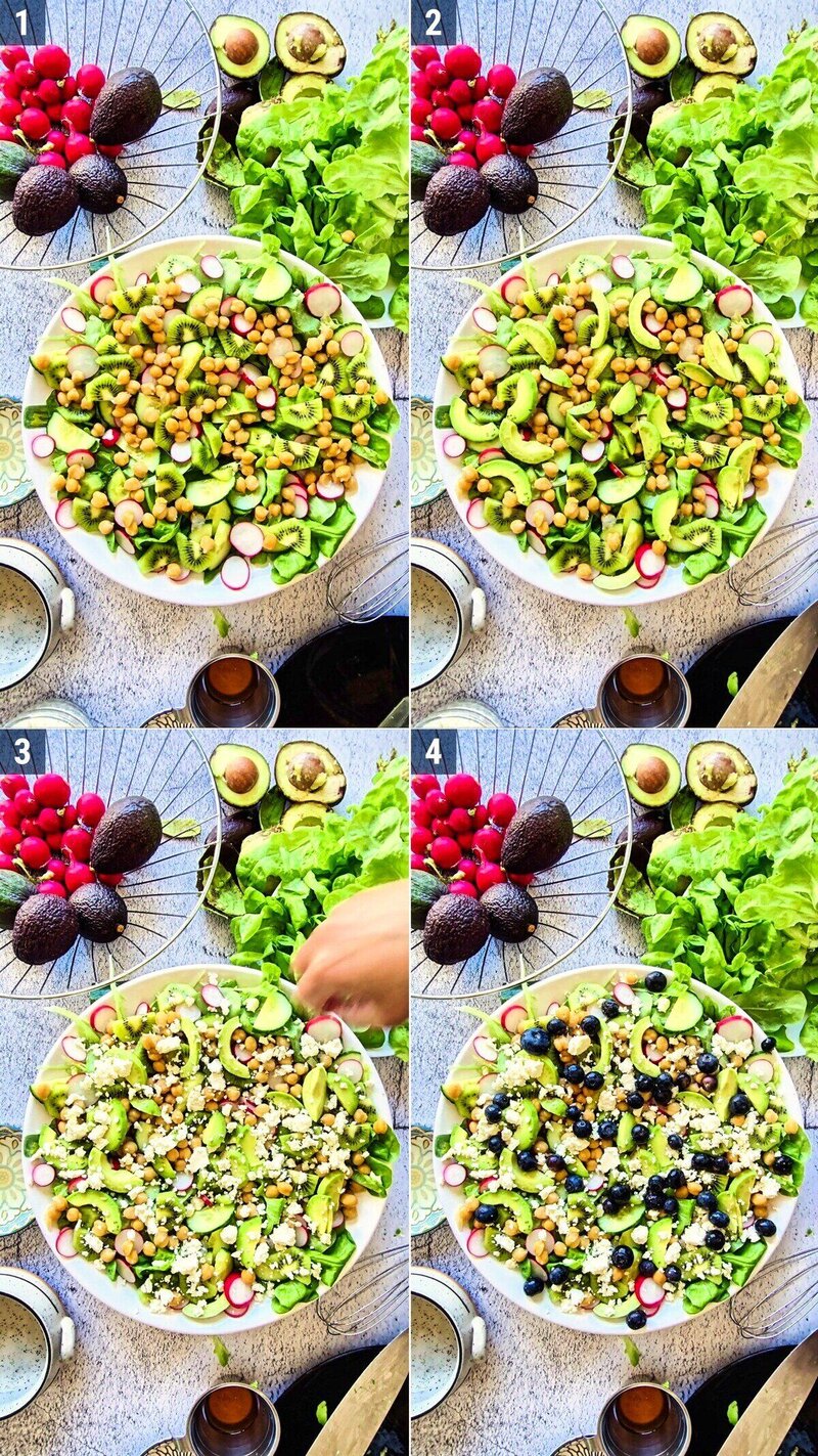 Image of the recipe cooking step-2-2 for Kiwi Chickpea Feta Salad