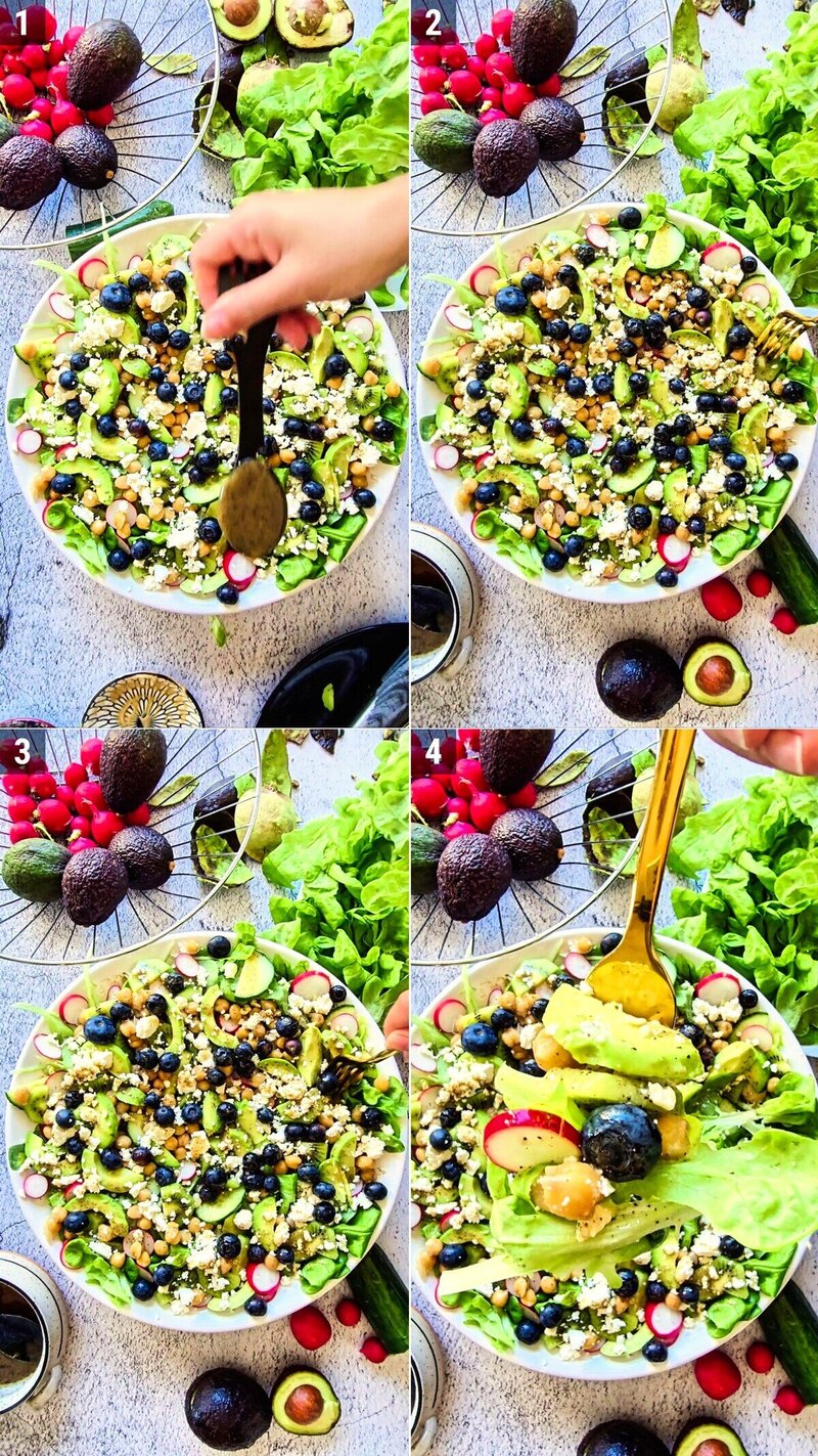 Image of the recipe cooking step-2-3 for Kiwi Chickpea Feta Salad