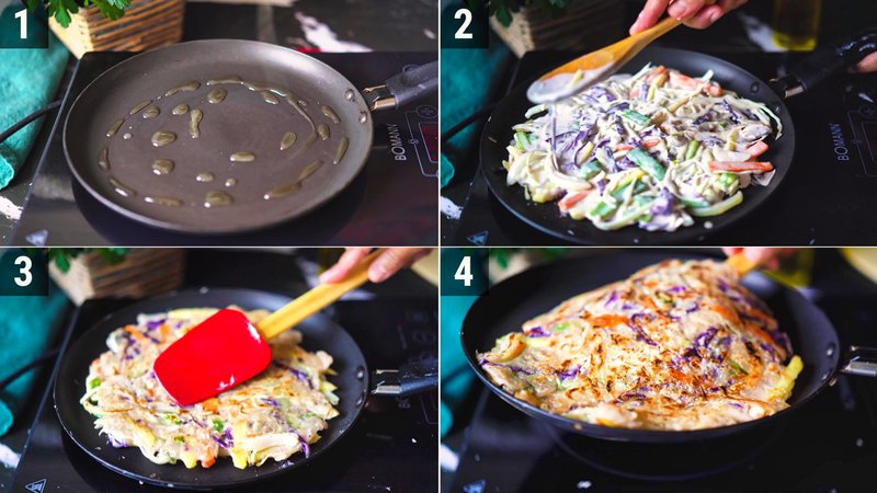 Image of the recipe cooking step-3-1 for Korean Vegetable Pancake