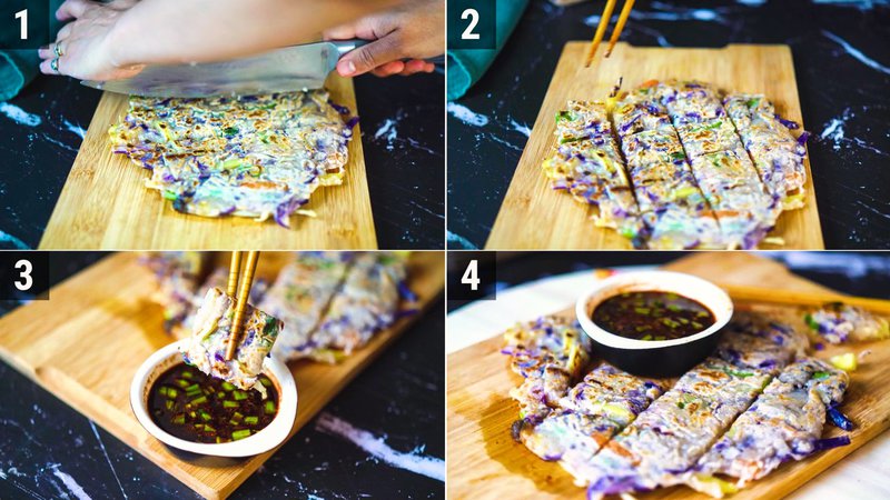 Image of the recipe cooking step-4-1 for Korean Vegetable Pancake