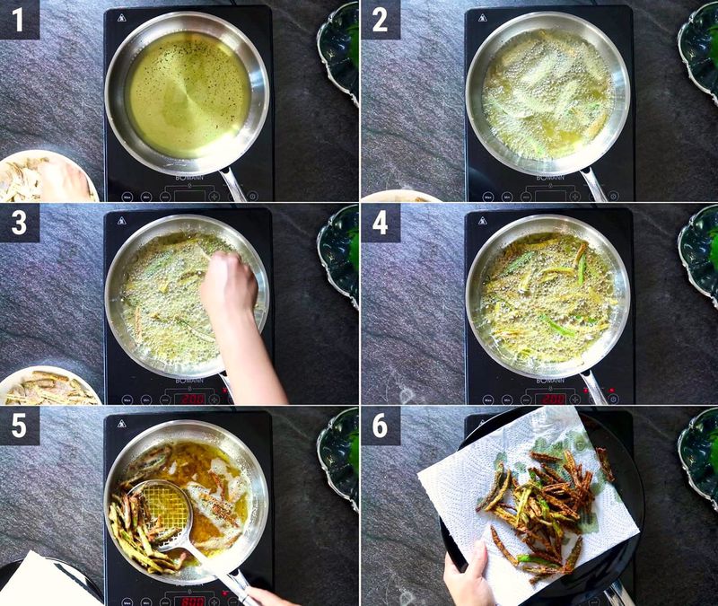 Image of the recipe cooking step-1-3 for Kurkuri Bhindi (Fried + Air-Fryer)