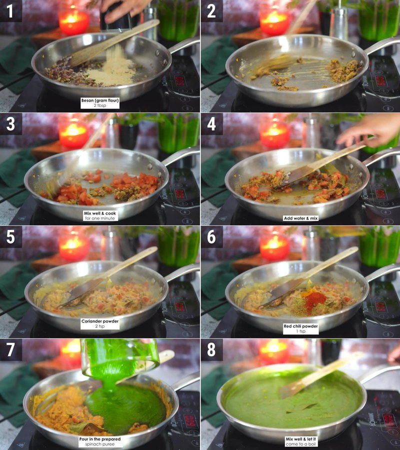 Image of the recipe cooking step-4-2 for Lasooni Palak