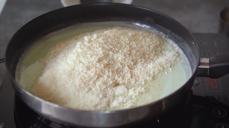 Image of the recipe cooking step-1-6 for Layered Coconut Burfi