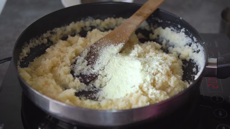 Image of the recipe cooking step-1-8 for Layered Coconut Burfi