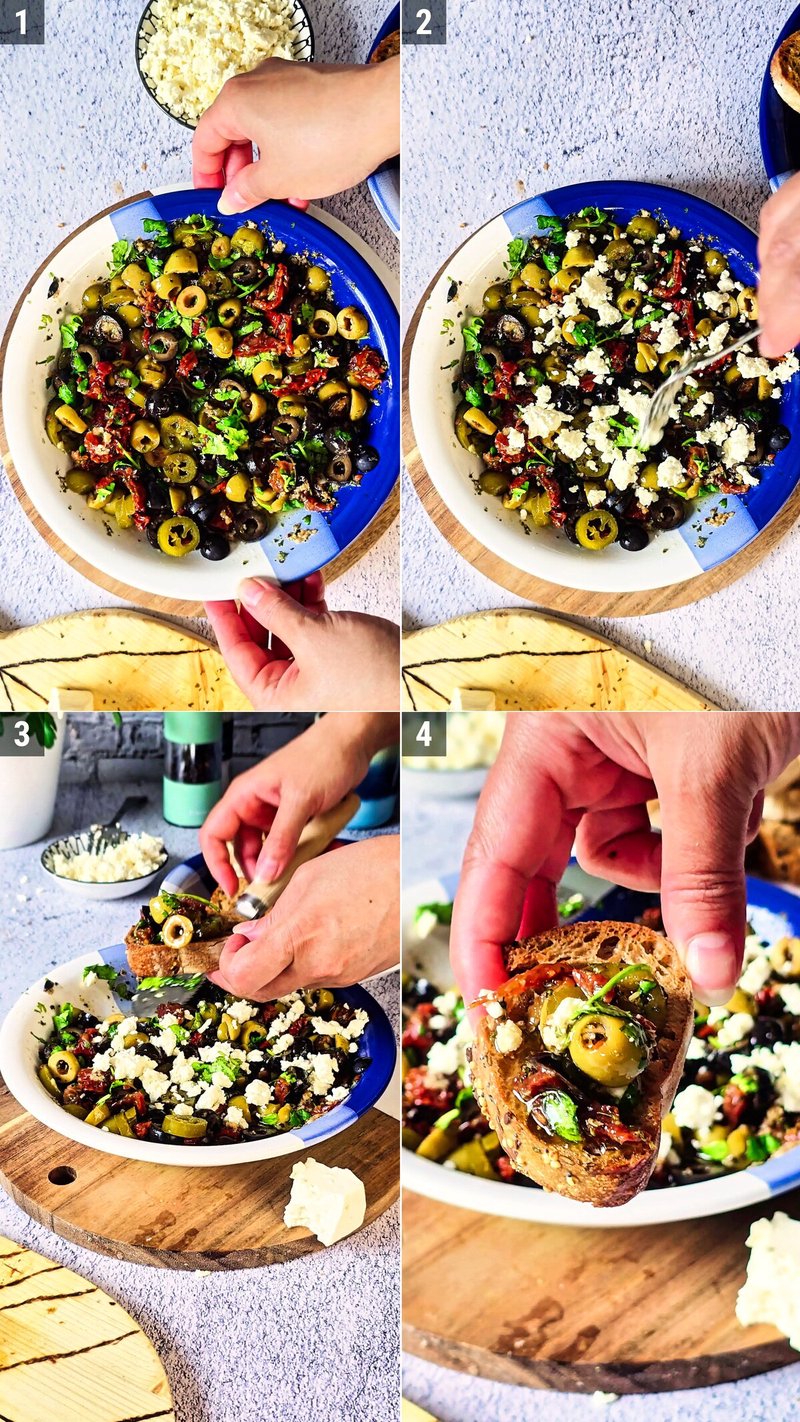 Image of the recipe cooking step-1-5 for Loaded Olive Oil Bread Dip