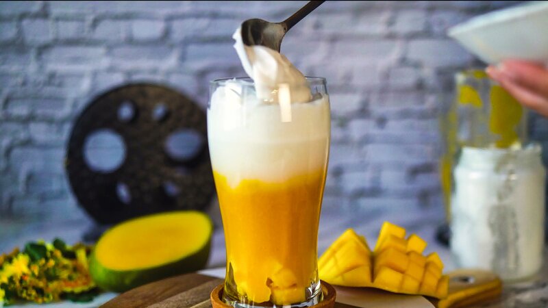 Image of the recipe cooking step-1-9 for Mango Coconut Latte
