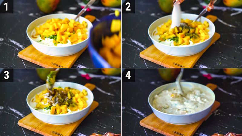 Image of the recipe cooking step-1-2 for Mango Raita