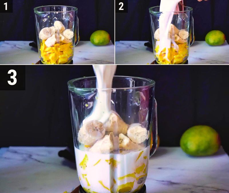 Image of the recipe cooking step-1-2 for Mango Smoothie