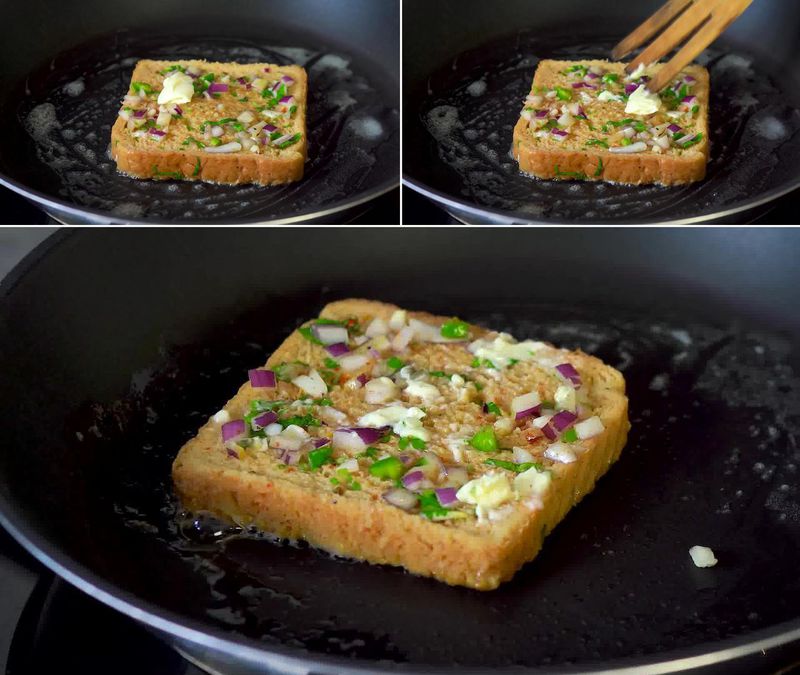 Image of the recipe cooking step-2-4 for Masala French Toast Recipe