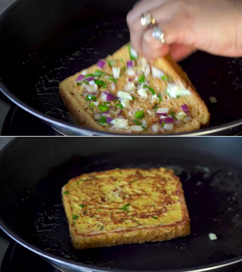 Image of the recipe cooking step-2-5 for Masala French Toast Recipe