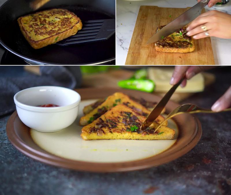 Image of the recipe cooking step-2-6 for Masala French Toast Recipe