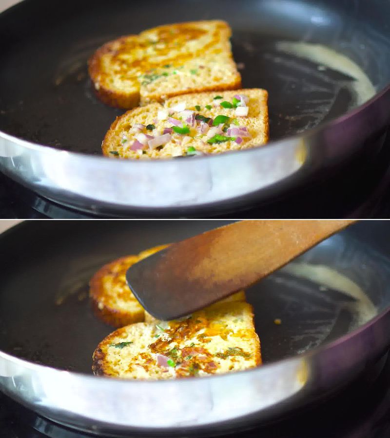 Image of the recipe cooking step-3-2 for Masala French Toast Recipe