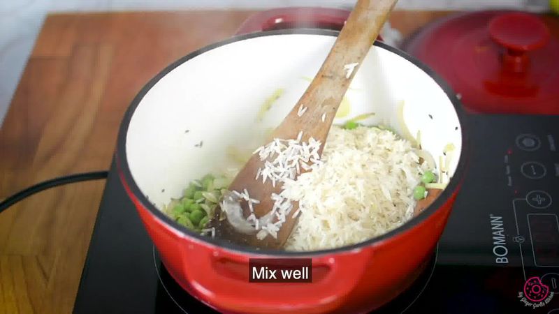 Image of the recipe cooking step-3-7 for Matar Pulao (Pan, Pressure Cooker, and Instant Pot Recipe)