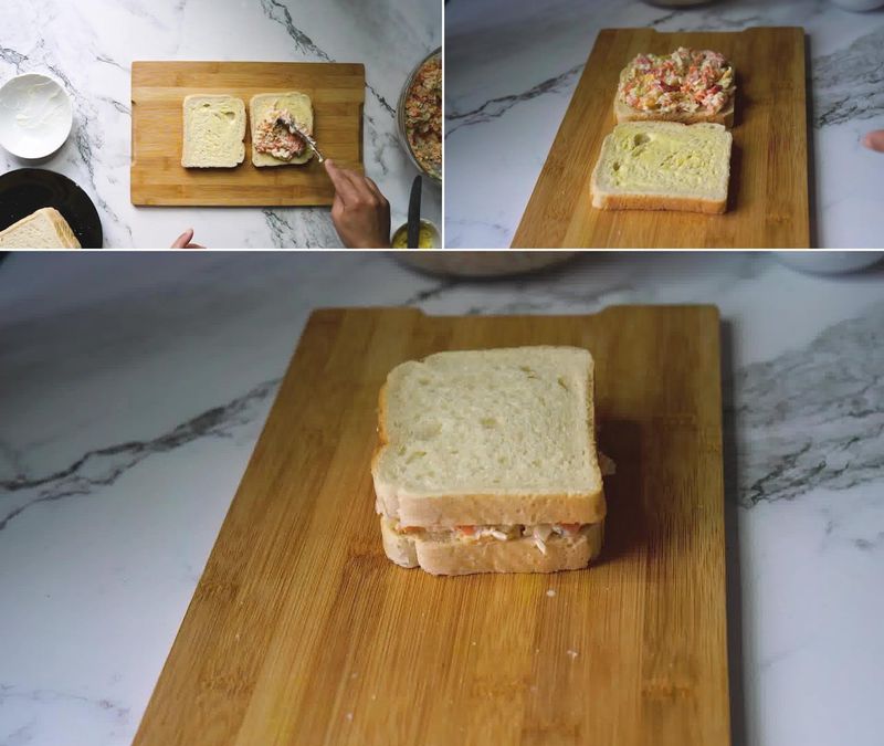 Image of the recipe cooking step-2-2 for Mayonnaise Sandwich (Cold + Grilled)