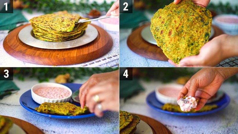 Image of the recipe cooking step-6-1 for Methi Paratha