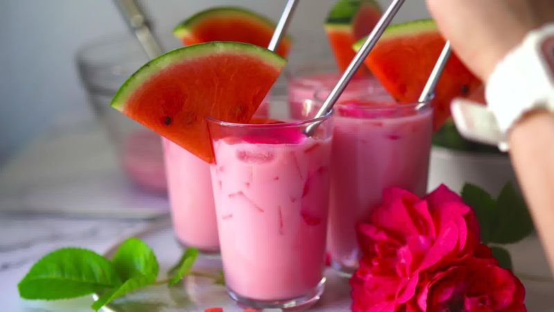 Image of the recipe cooking step-1-8 for Mohabbat Ka Sharbat - Watermelon Rose Drink