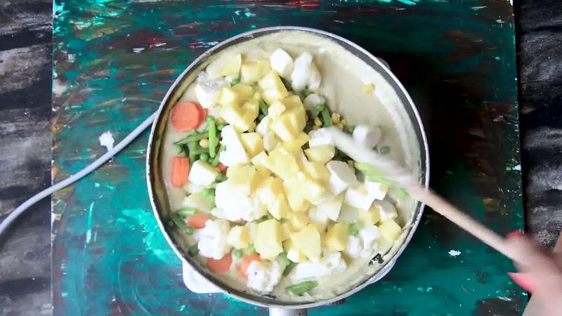 Image of the recipe cooking step-4-9 for Mughlai Navratan Korma - White Gravy Navratan Kurma