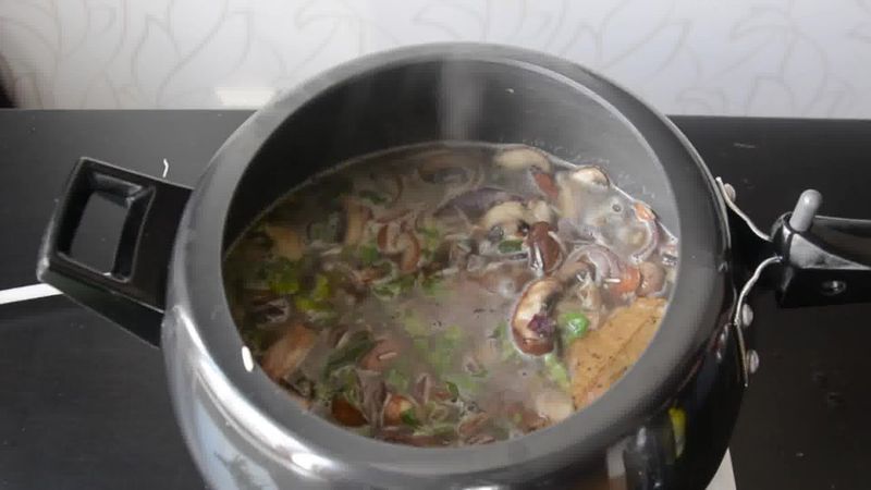Image of the recipe cooking step-2-12 for Mushroom Pulao Recipe (Pressure Cooker – Instant Pot)