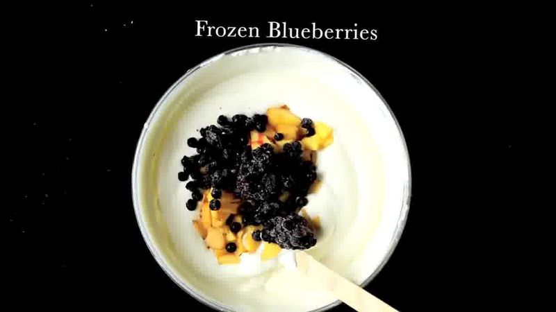 Image of the recipe cooking step-1-3 for No Churn Peach Blueberry Ice Cream (Video)