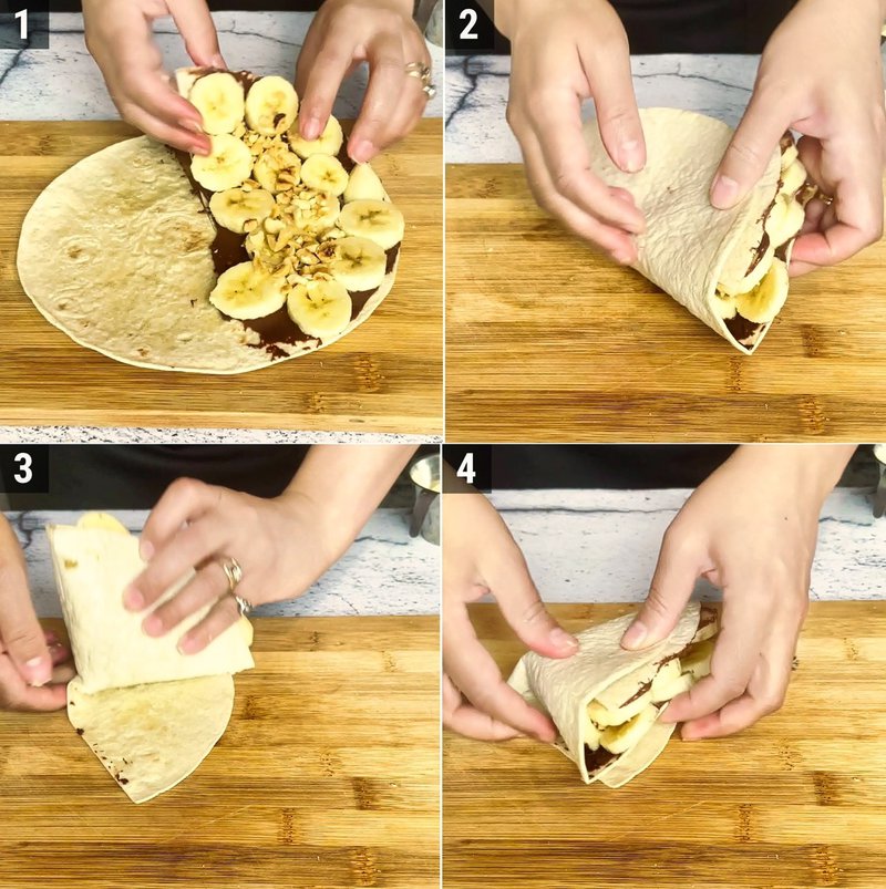 Image of the recipe cooking step-3-1 for Nutella Banana Wrap