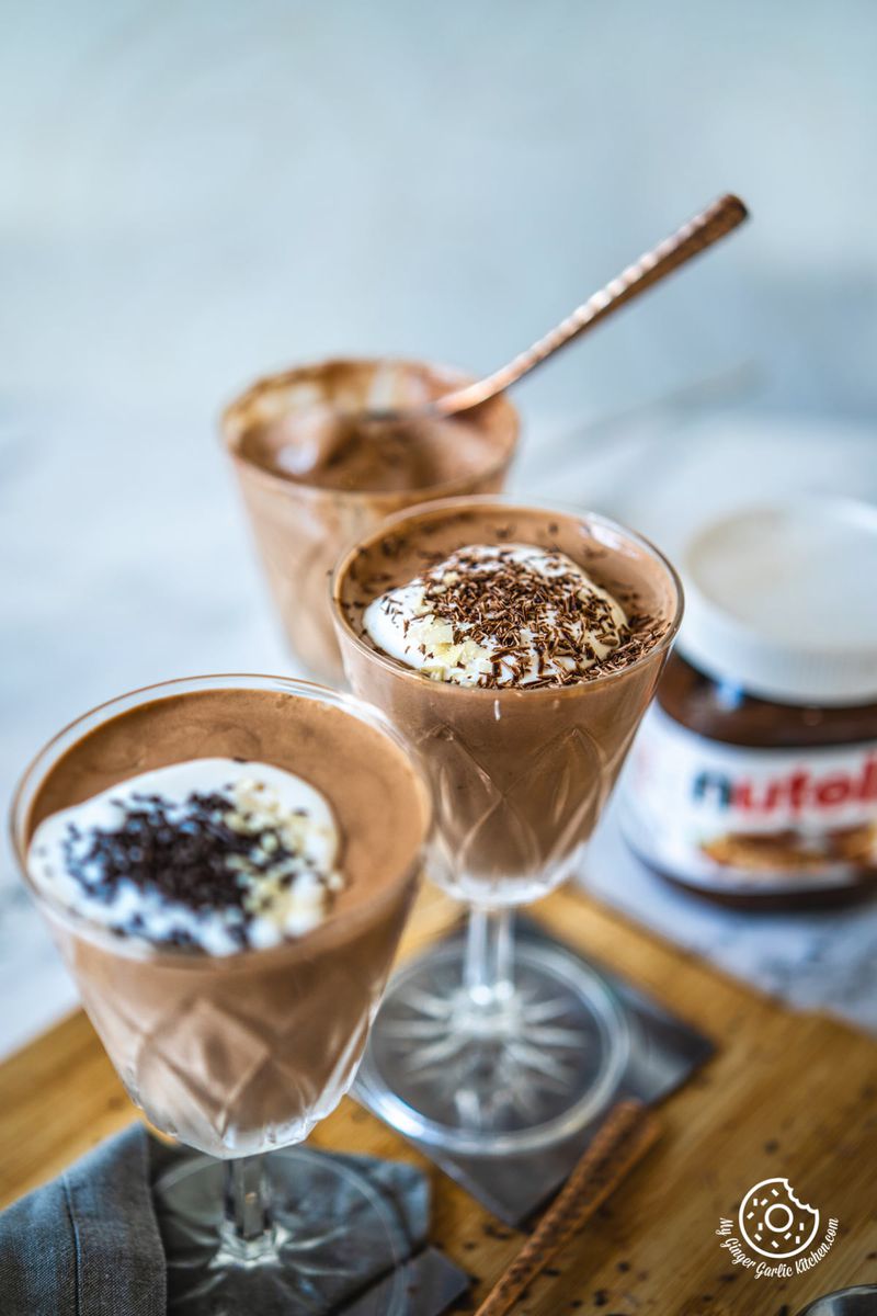 3 nutella coffee mousse glasses