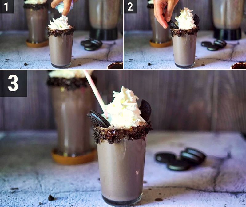 Image of the recipe cooking step-1-3 for Oreo Milkshake