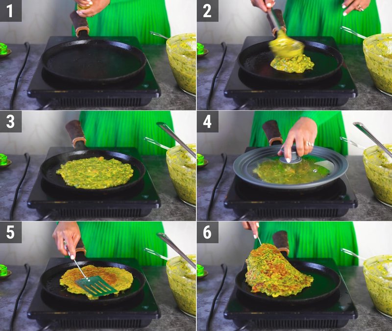 Image of the recipe cooking step-2-1 for Palak Chilla