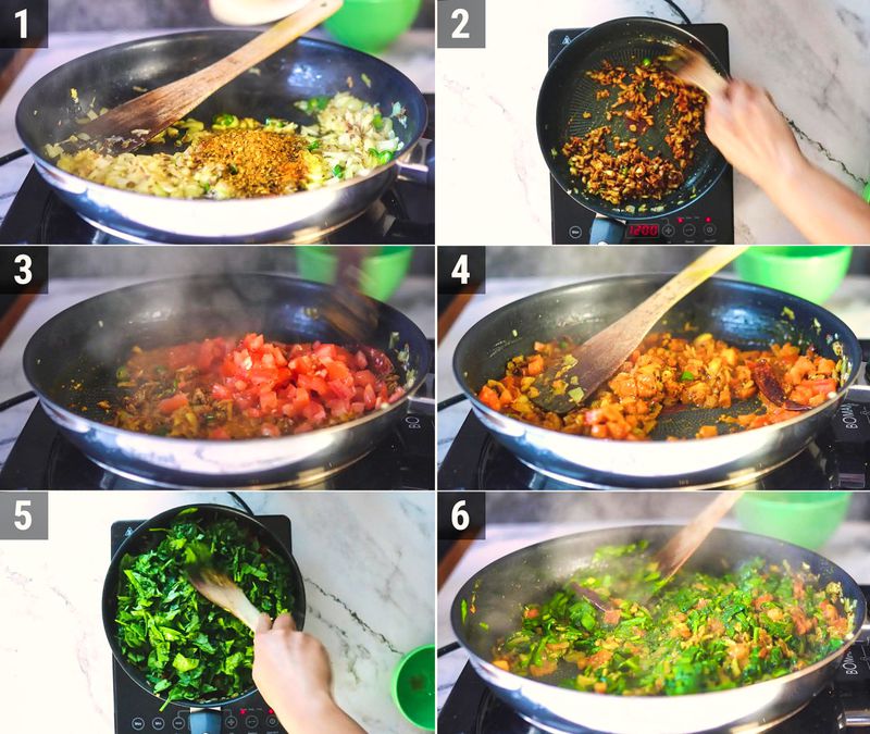 Image of the recipe cooking step-1-4 for Palak Chole