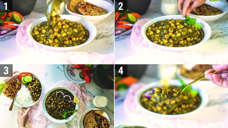 Image of the recipe cooking step-1-8 for Palak Chole