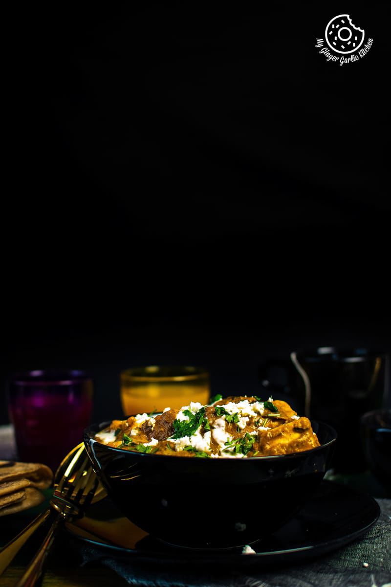 paneer lababdar curry served in a bowl