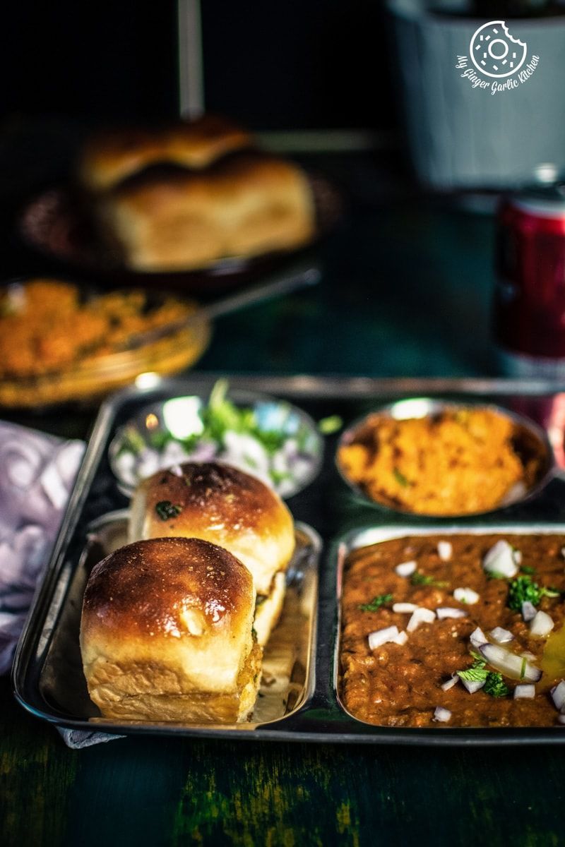 pav bhaji in a plate on a table