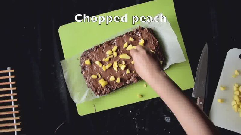 Image of the recipe cooking step-1-13 for Eggless Peach Chocolate Brownies