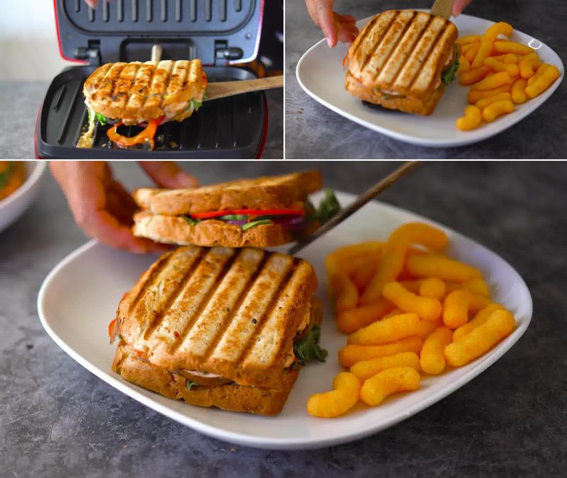 Image of the recipe cooking step-1-9 for Peanut Butter and Veggie Grilled Cheese Sandwich