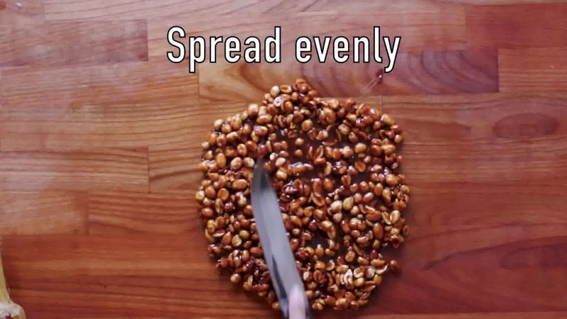 Image of the recipe cooking step-3-5 for Peanut Chikki – Peanut Brittle