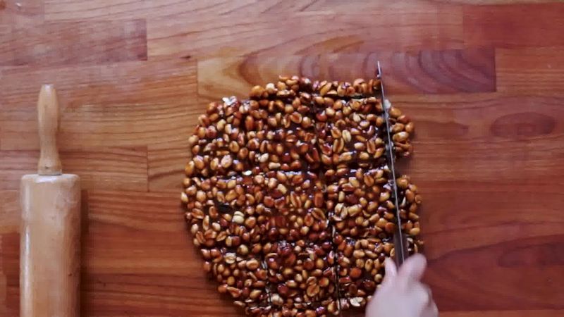 Image of the recipe cooking step-3-7 for Peanut Chikki – Peanut Brittle