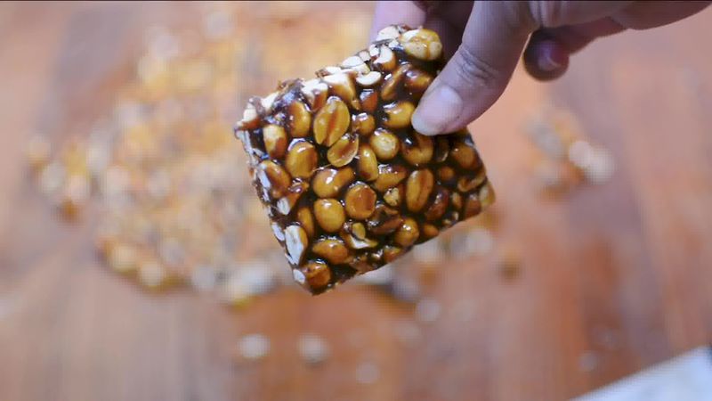 Image of the recipe cooking step-3-8 for Peanut Chikki – Peanut Brittle