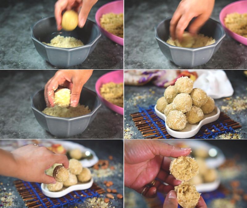 Image of the recipe cooking step-1-8 for Peanut Ladoo
