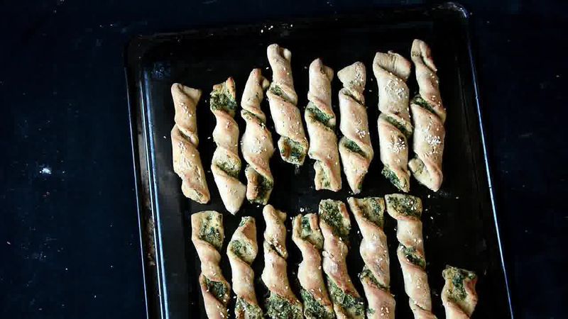 Image of the recipe cooking step-1-12 for Pizza Dough Twists with Parsley