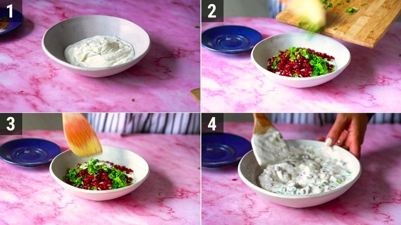 Image of the recipe cooking step-1-3 for Pomegranate Raita