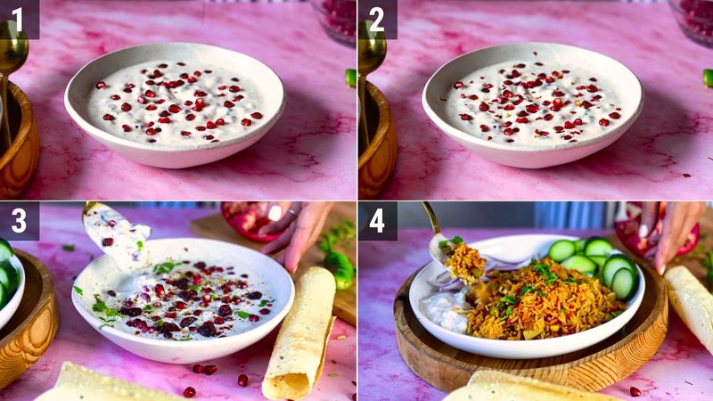 Image of the recipe cooking step-1-4 for Pomegranate Raita