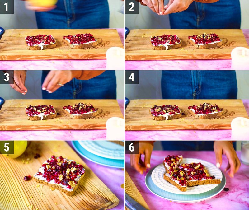 Image of the recipe cooking step-1-2 for Pomegranate Toast