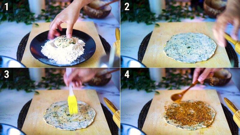 Image of the recipe cooking step-3-1 for Pudina Paratha - Mint Paratha