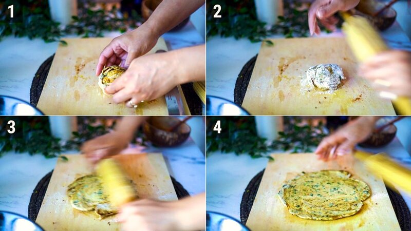Image of the recipe cooking step-3-3 for Pudina Paratha - Mint Paratha
